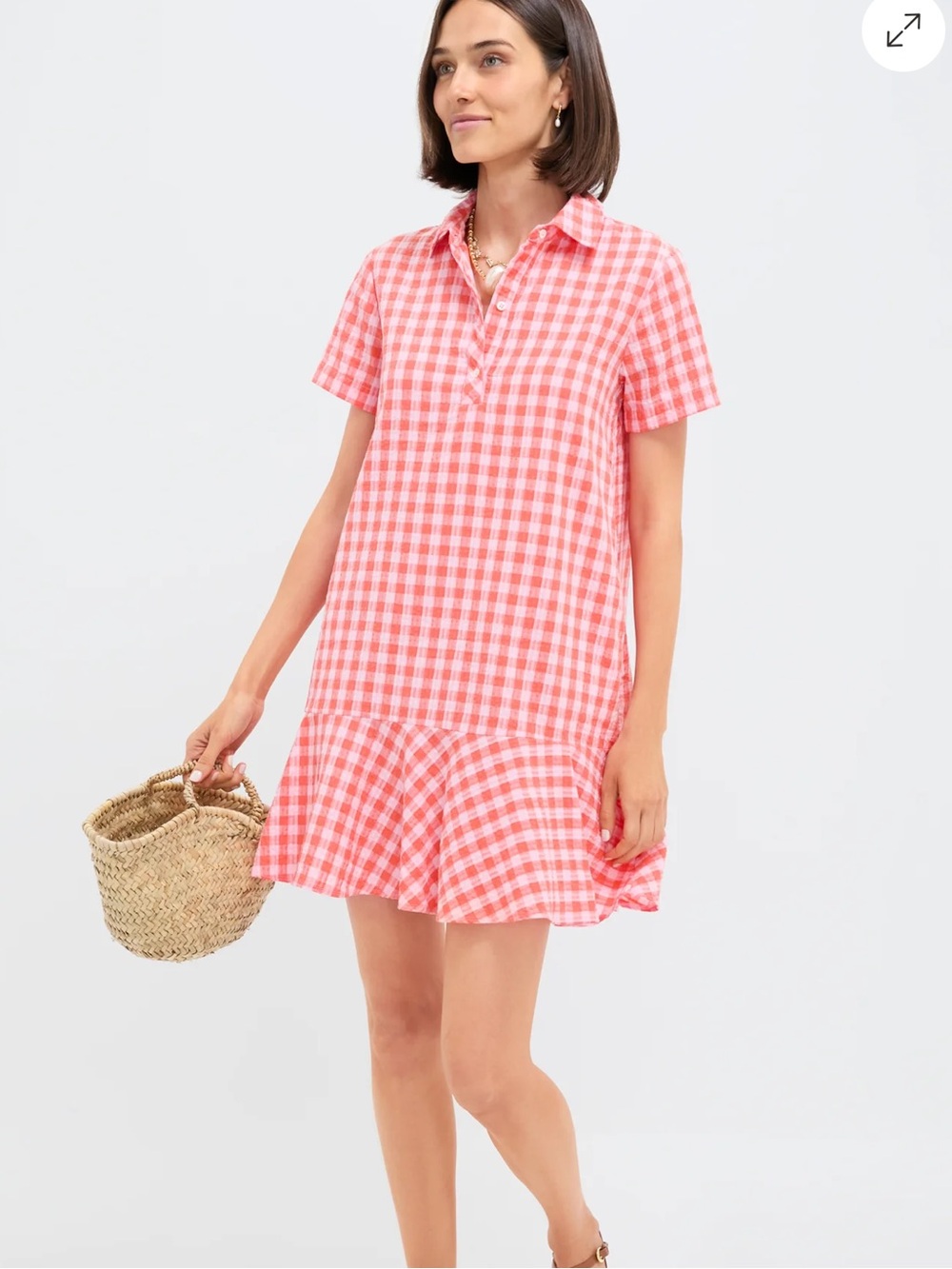 Tuckernuck Orange and pink seersucker dress M